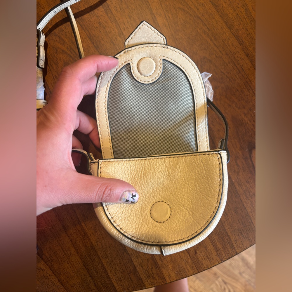 Fossil hardwell mini flap crossbody purse bag NWOT bone cream leather - Picture 2 of 5